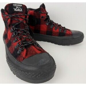 Converse x Woolrich Unisex Black/Red Plaid Chuck Taylor All Star High Top, 6/7.5